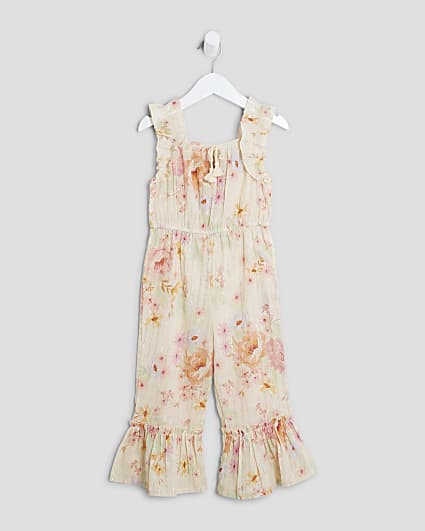 Mini Girls Multi Colour Floral Beach Jumpsuit