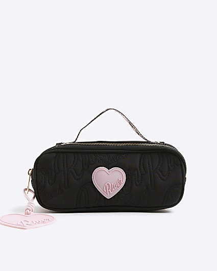 Girls Black Nylon Script Pencil Case