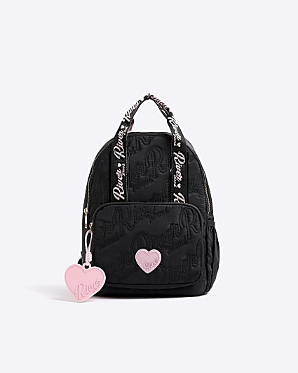 Girls Black Nylon RI Script Backpack