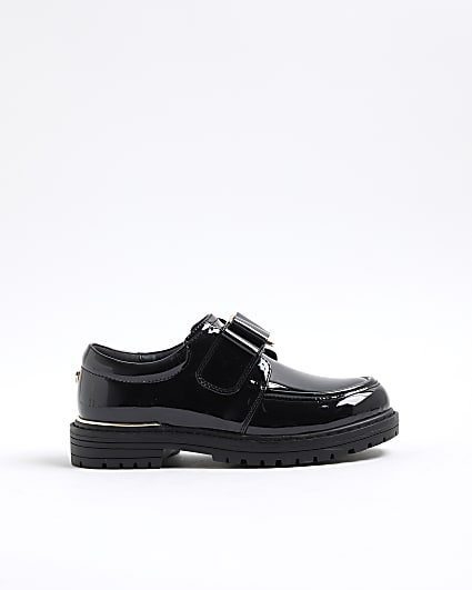 Girls Black Chunky Bow Strapped Shoes