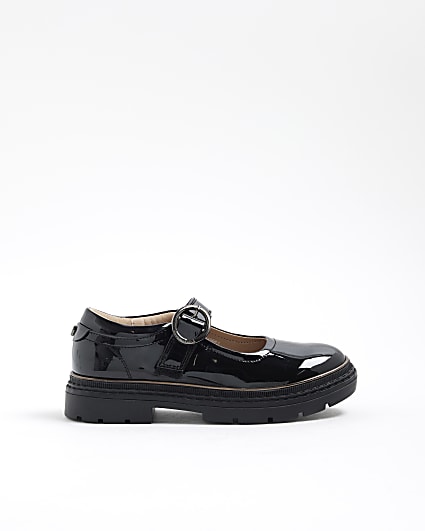 Girls Black Buckle Mary Jane Shoes