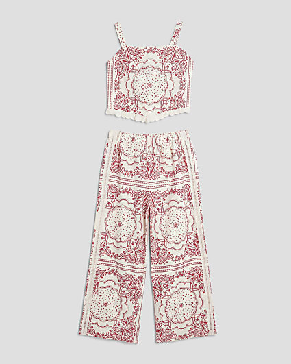 Girls Red Bandana Trousers Set