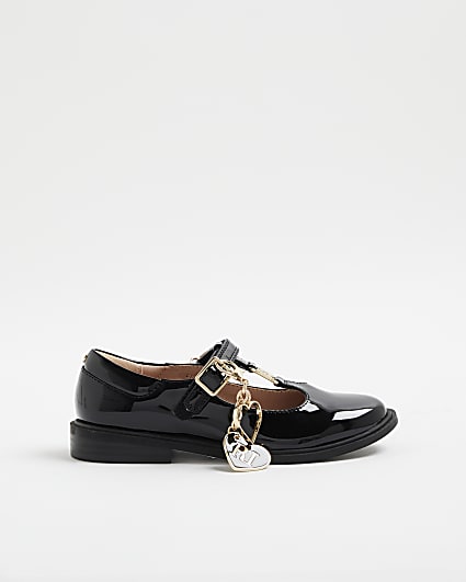 Girls Black T-Bar Charm Ballet Pumps