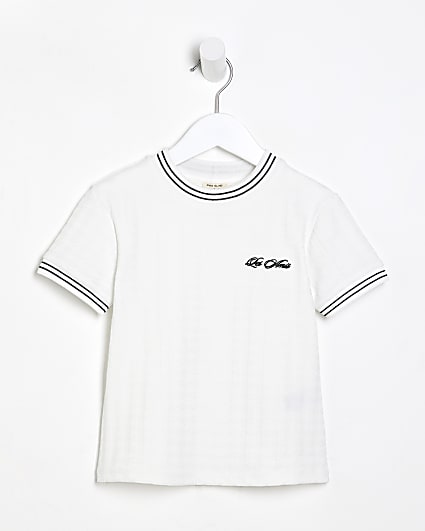 Mini Boys White Les Amis Textured T-Shirt