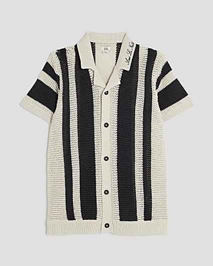 Boys Black Stripe Polo Shirt