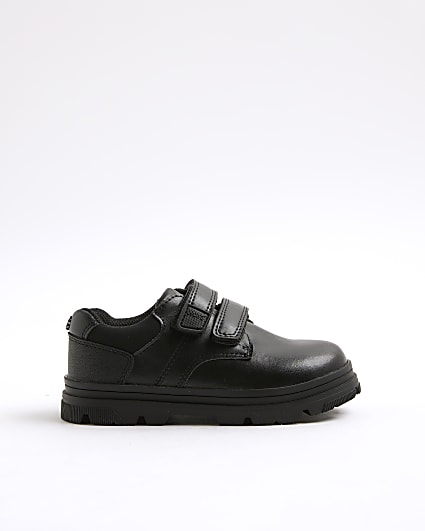 Boys Black Double Velcro Trainers
