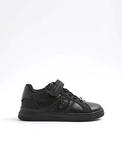 Boys Black Lion Head Trainers