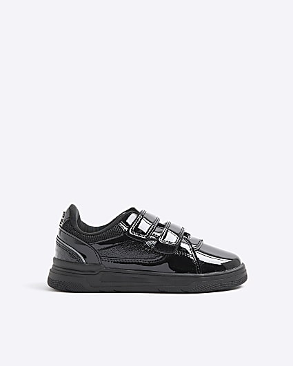 Boys Black Monogram Double Velcro Trainers