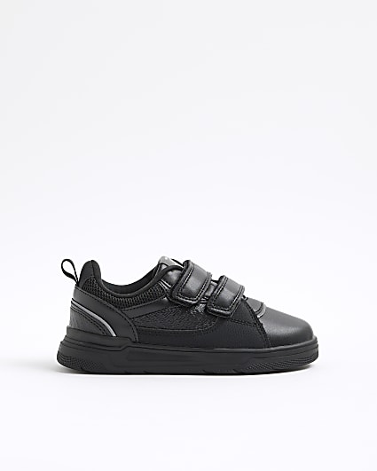 Boys Black Monogram Double Strap Trainers