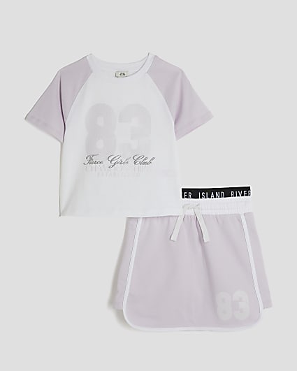 Girls Purple Top And Runner Skirt Set
