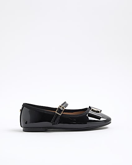 Girls Black RI Bow Ballet Pumps