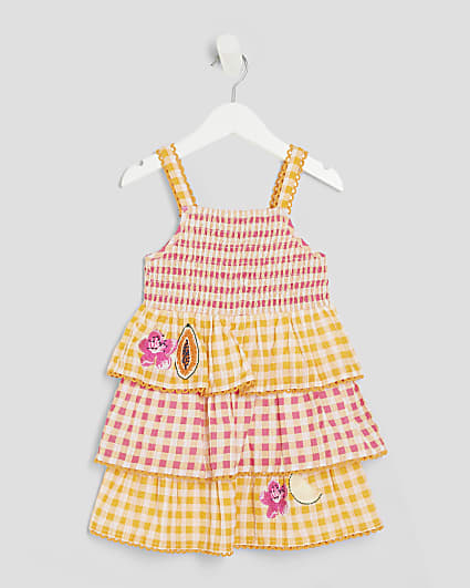 Mini Girls Orange Gingham Fruit Dress
