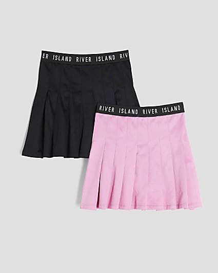 Girls Pink 2 Pack RI Waistband Skirts