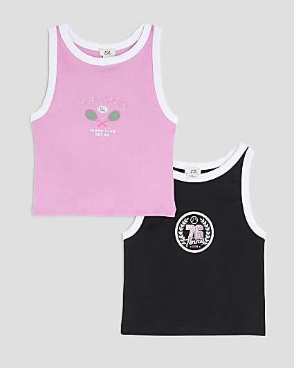Girls Pink 2 Pack Tank Tops