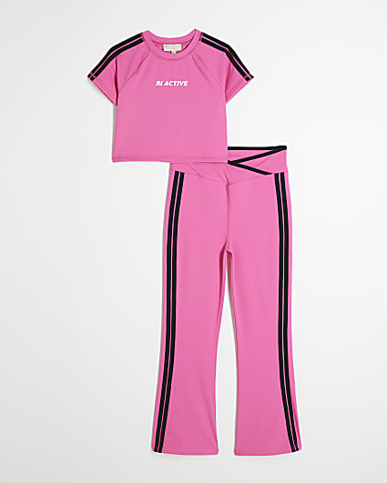 Girls Pink RI Active Top & Leggings Set