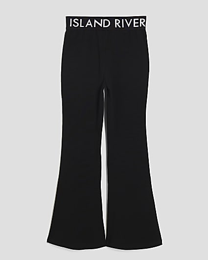 Girls Black RI Waistband Flared Trousers