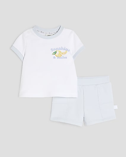 Baby Boys White Sunshine T-Shirt & Shorts Set