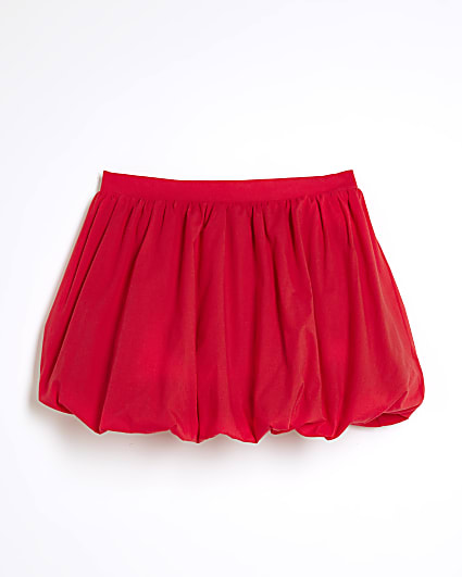 Girls Red Bubble Hem Skirt