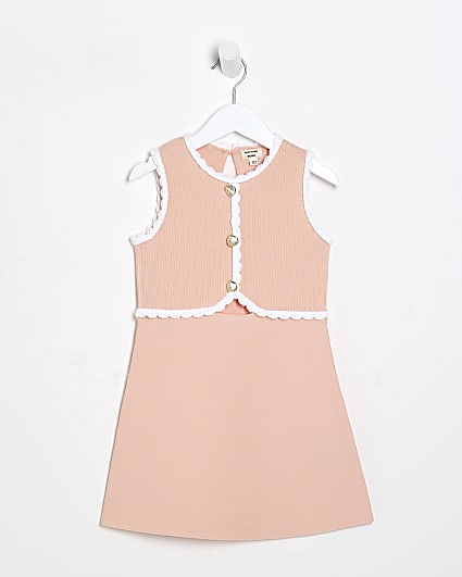 Mini Girls Orange Cut Out Skater Dress