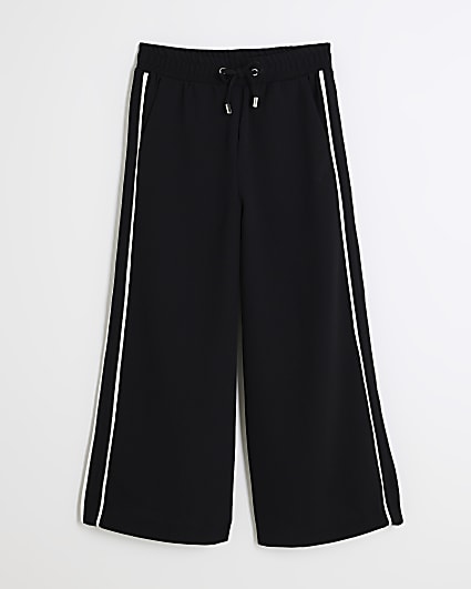 Girls Black Side Piping Trousers