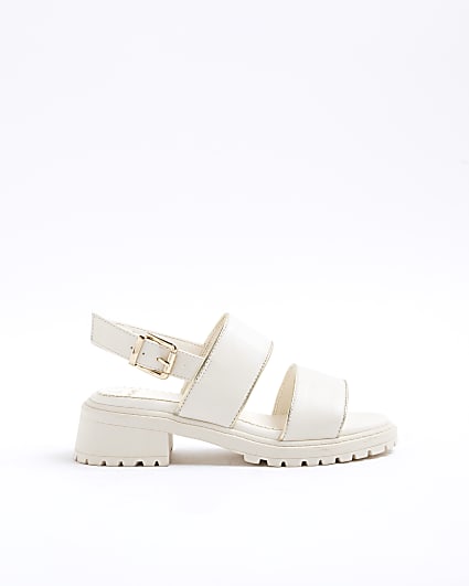 Girls Cream Double Strapped Chunky Sandals