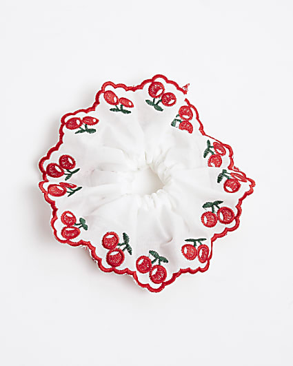 Girls Red Cherry Scrunchie