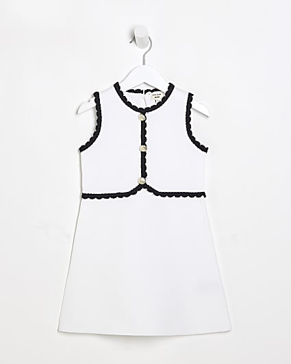 Mini Girls White Shell Skater Dress