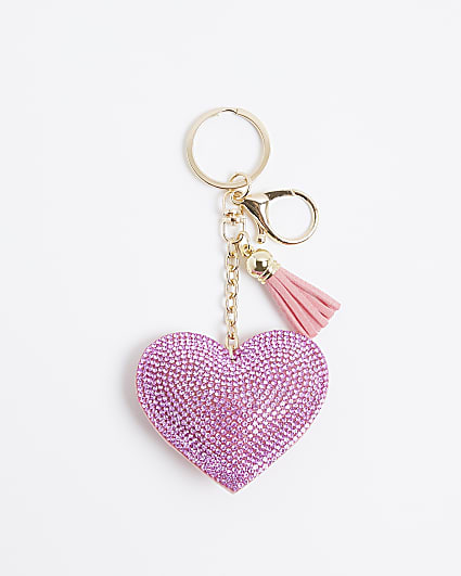 Pink Rhinestone Heart Bag Charm