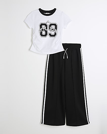 Girls Black Monochrome T-Shirt Set