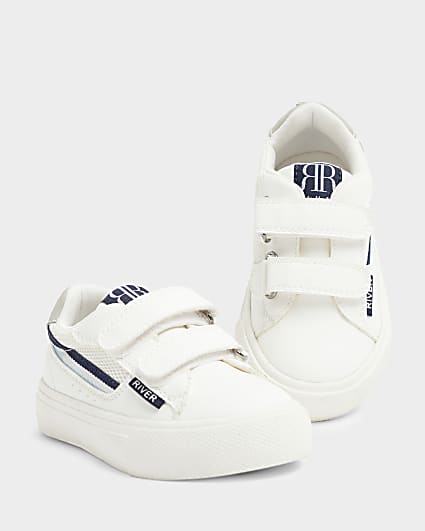 Mini Boys White Side Tape Velcro Trainers