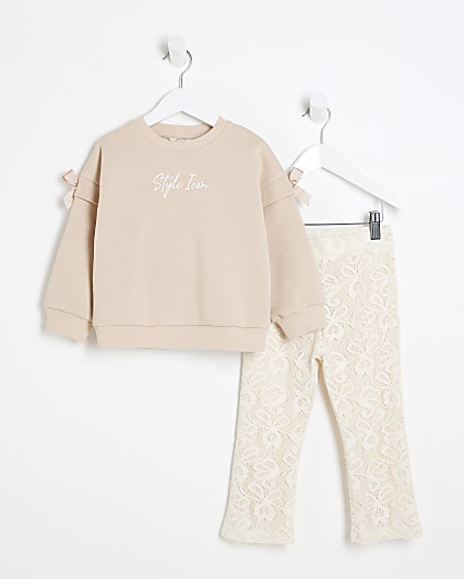 Mini Girls Sweatshirt Lace Flares Set