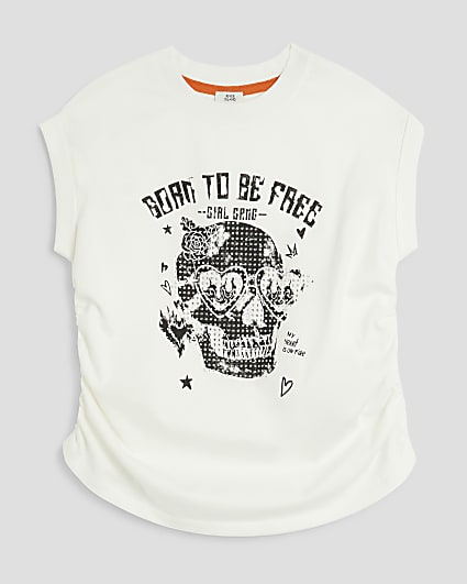 Girls White Skull T-Shirt