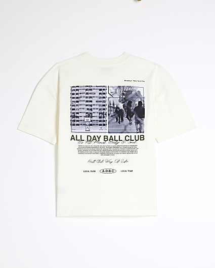 Boys Beige Ball Club Satin Patch T-Shirt