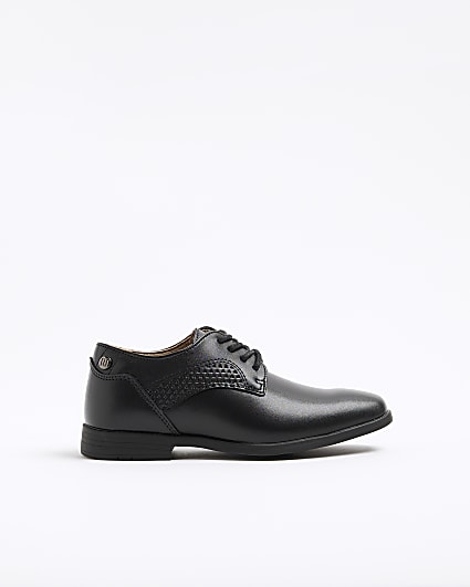 Boys Black Embossed Pointed Toe Shoes