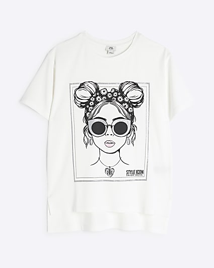 Girls White Heart Girl T-Shirt