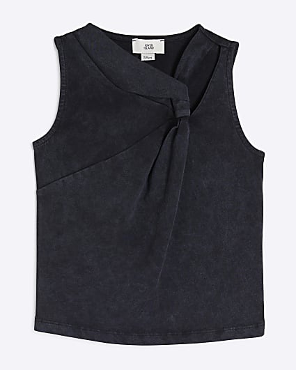 Girls Grey Knot Tank Top