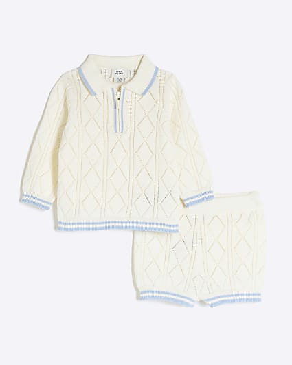 Baby Boys Cream Cricket Shorts Set