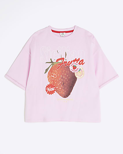 Girls Pink Strawberry T-Shirt