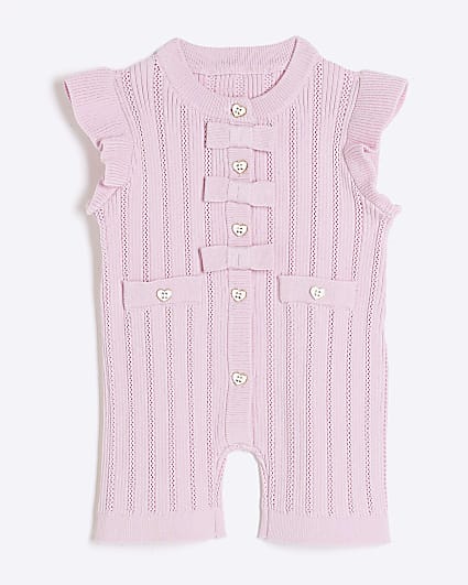 Baby Girls Pink Pointelle Romper