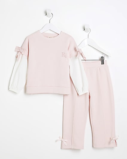 Mini Girls Pink Long Sleeve Sweatshirt Set