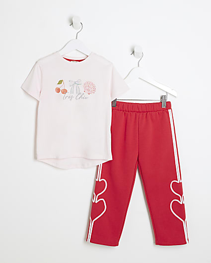 Mini Girls Pink & Red Cherry Tracksuit Set