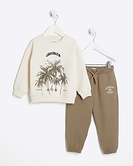 Mini Boys Cream Cotedazur Sweatshirt Set