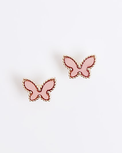 Pink Butterfly Stud Earrings