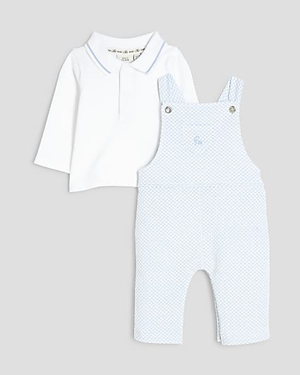 Baby Boys Blue Smart Dungaree Set