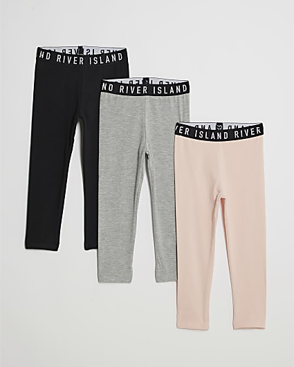 Mini Girls Pink Pack Of 3 RI Leggings