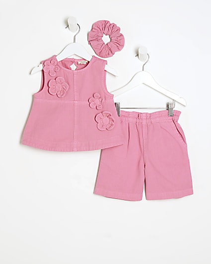 Mini Girls Pink Denim Outfit Set