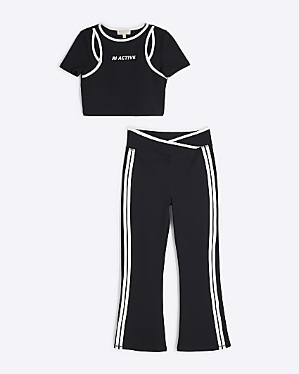 Girls Black RI Active Top And Leggings Set