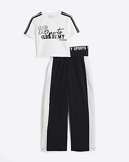 Girls Black RI Active T-Shirt And Joggers Set