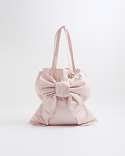 Girls Pink Oversized Bow Shopper Bag