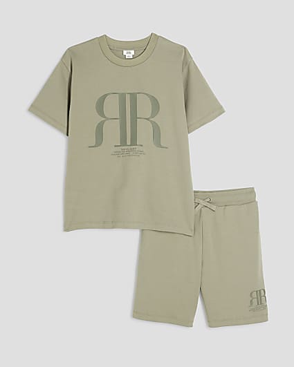 Boys Khaki RR T-Shirt And Shorts Set